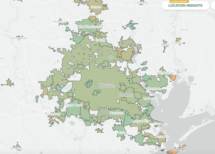Tree Equity Score map of Houston