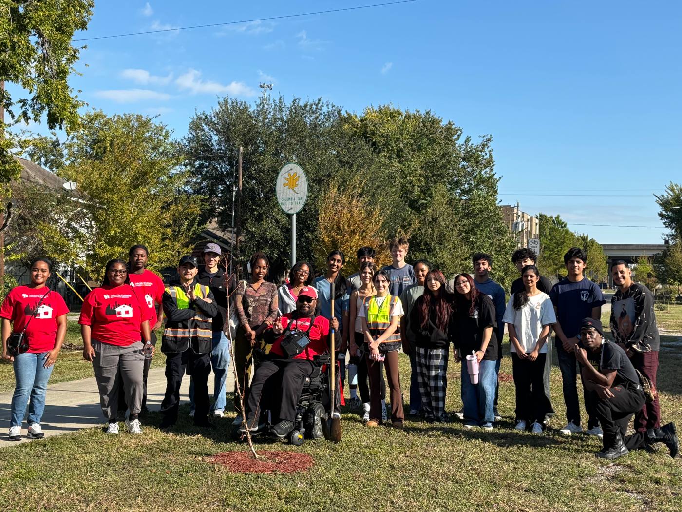 Volunteers gathered for the Planting for Shade event on the Columbia Tap Trail