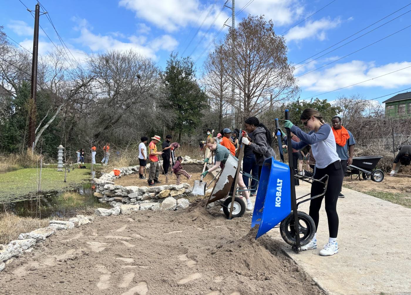Preparing planting beds along the Columbia Tap Trail